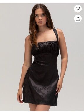 Lulu's Black Satin Jacquard Mini Dress